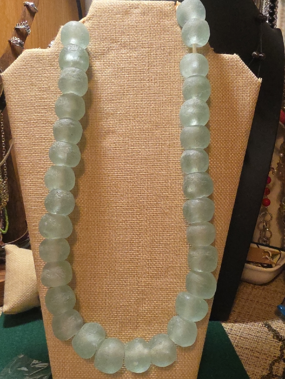 Sea Glass Style Light Aqua Bead Necklace - Women Jewelry